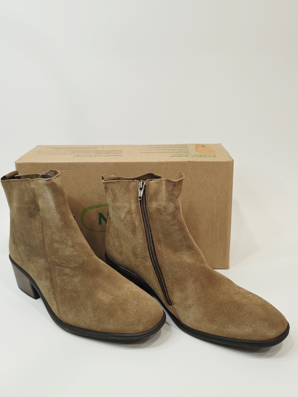 Naot Ethic Women’s Almond Suede Ankle Boots – Size 42 / US 11–11.5